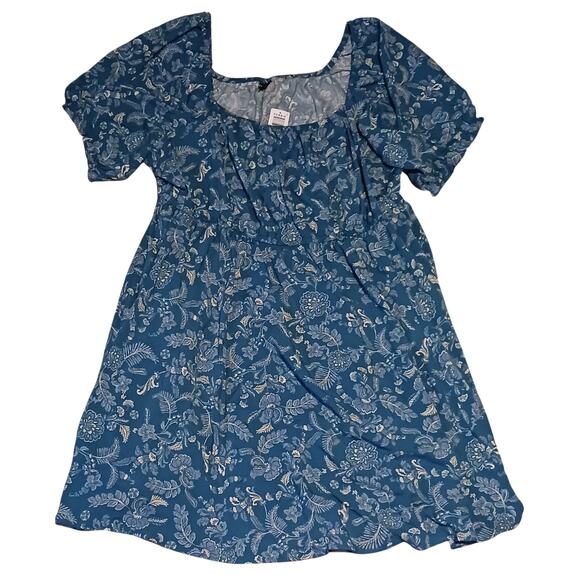 Torrid Womens Mini Puff Sleeve Devy Floral Bluesteel Dress w/ pockets Size 3 NWT - Picture 3 of 11